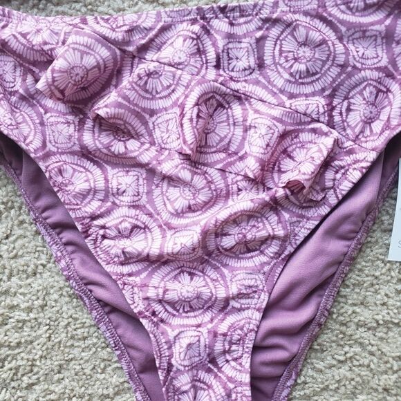 Shade & Shore Pink Ruffle Asymmetrical Bikini 2 Piece Summer Cute Set NWT - Picture 14 of 15
